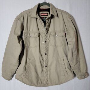 Craftsman Mens Jacket Sz M Long Sleeve Snap Front Fleece Flannel Red Plaid Lined